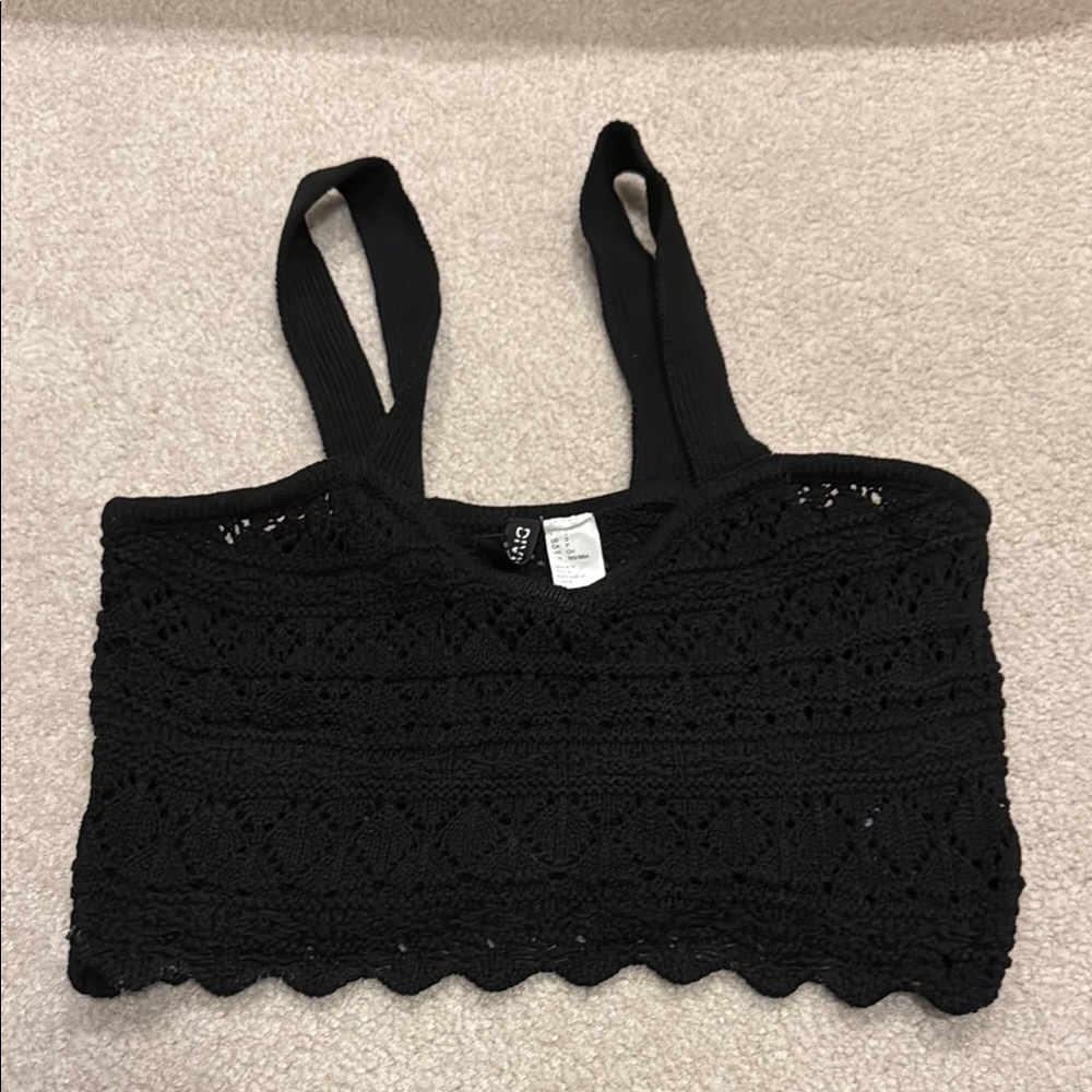 Black Crochet Crop Top